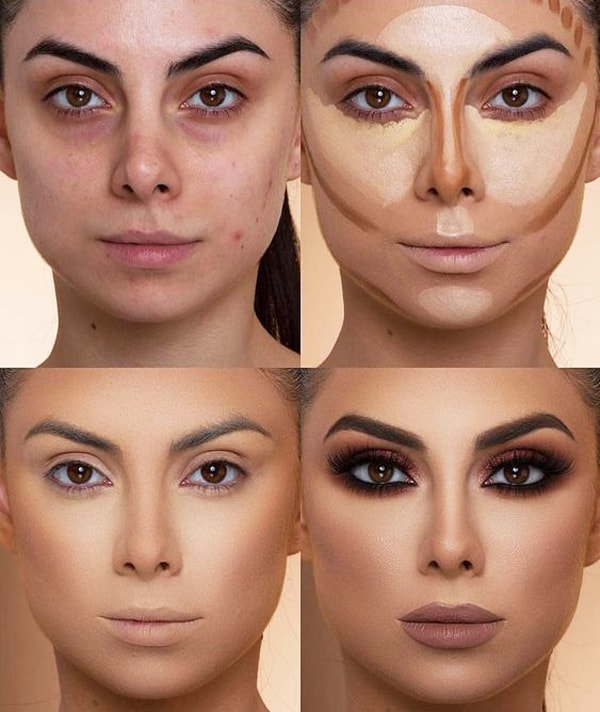 نحوه برجسته سازی گونه کانتور صورتکانتور صورت قدم به قدم (Contouring face step by step)