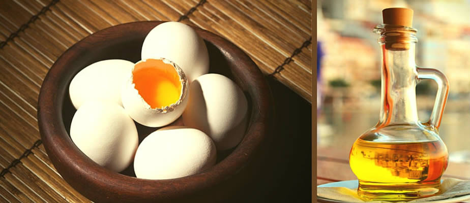 2.ترکیب روغن زیتون و تخم مرغ