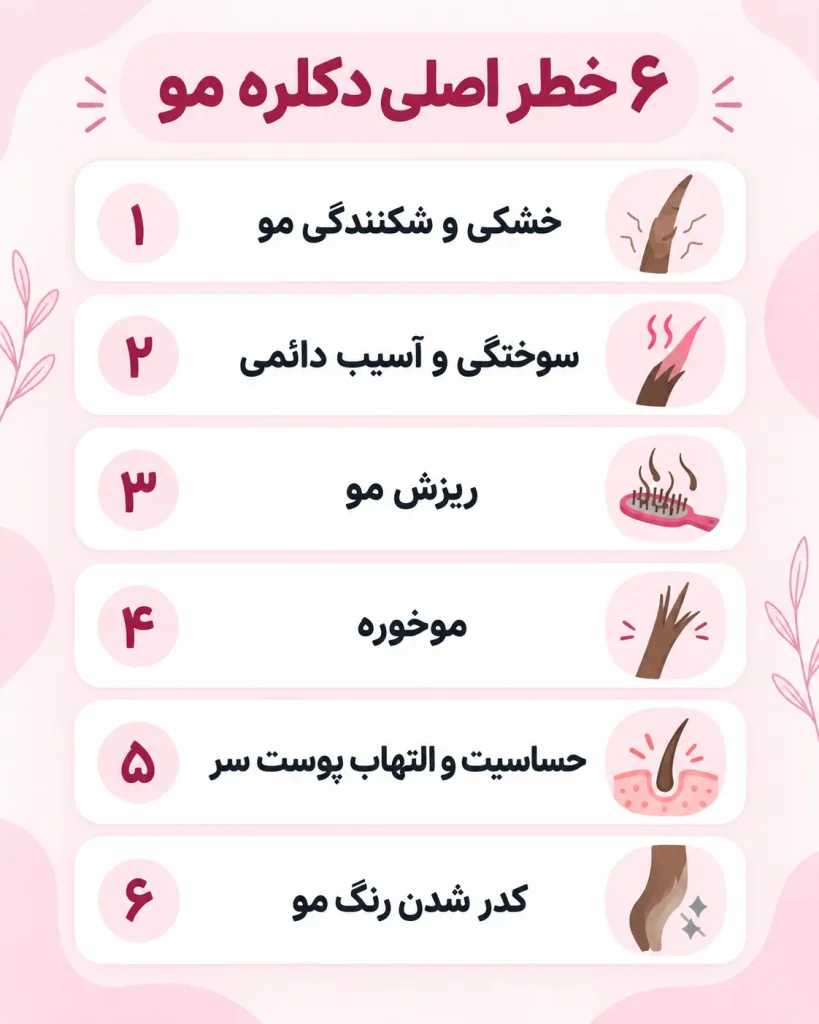 اینفوگرافی ۶ خطر اصلی دکلره مو