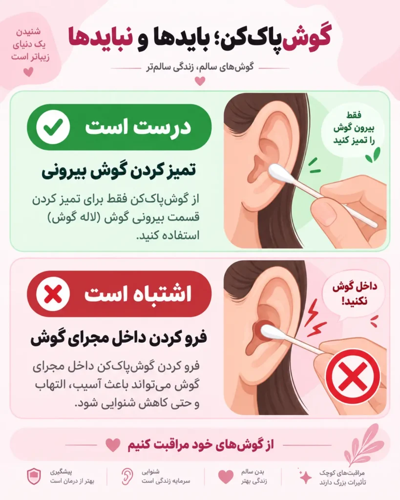 اینفوگرافی باید ها و نباید ها گوش پاک کن