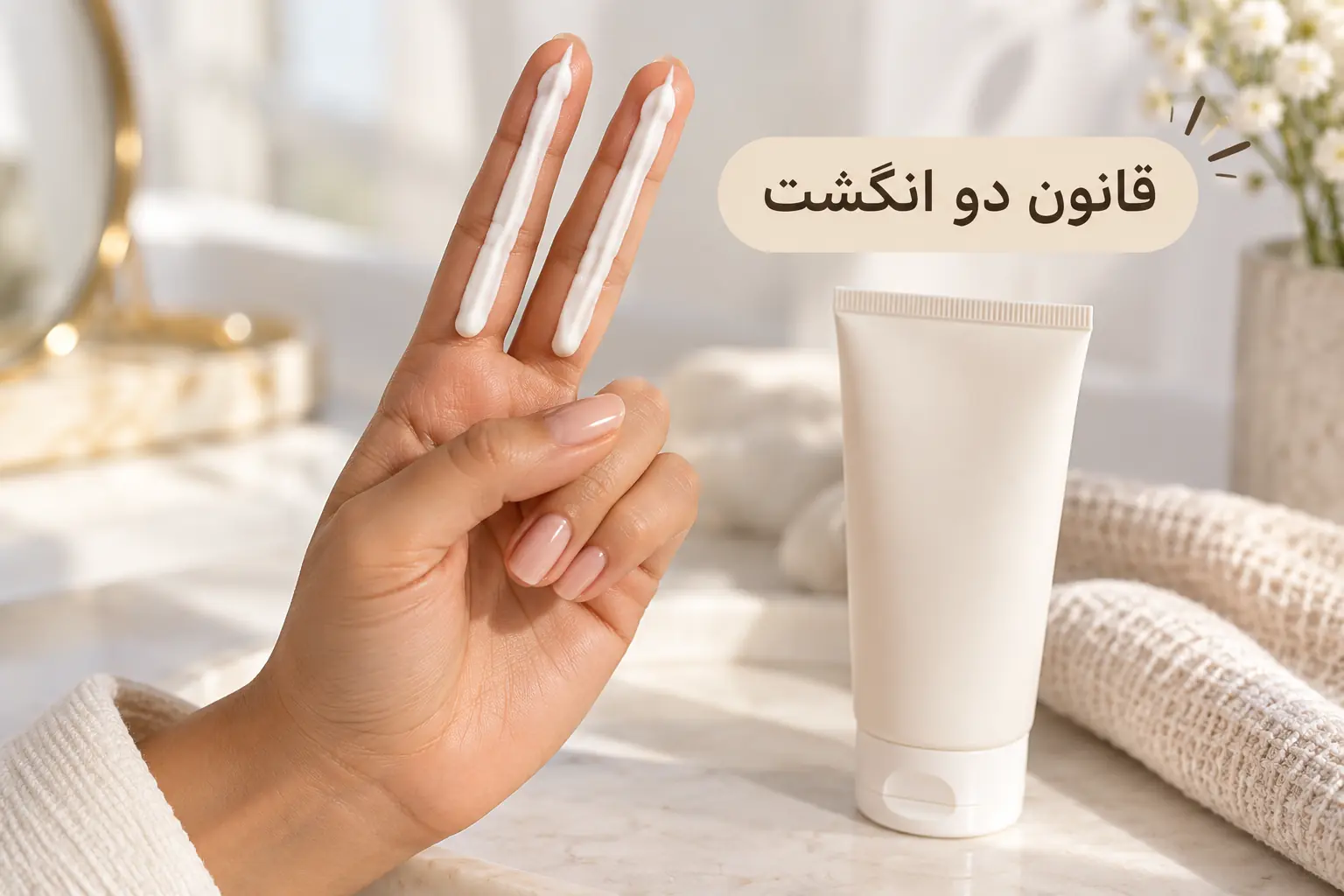 قانون دو انگشت برای مقدار ضدآفتاب صورت