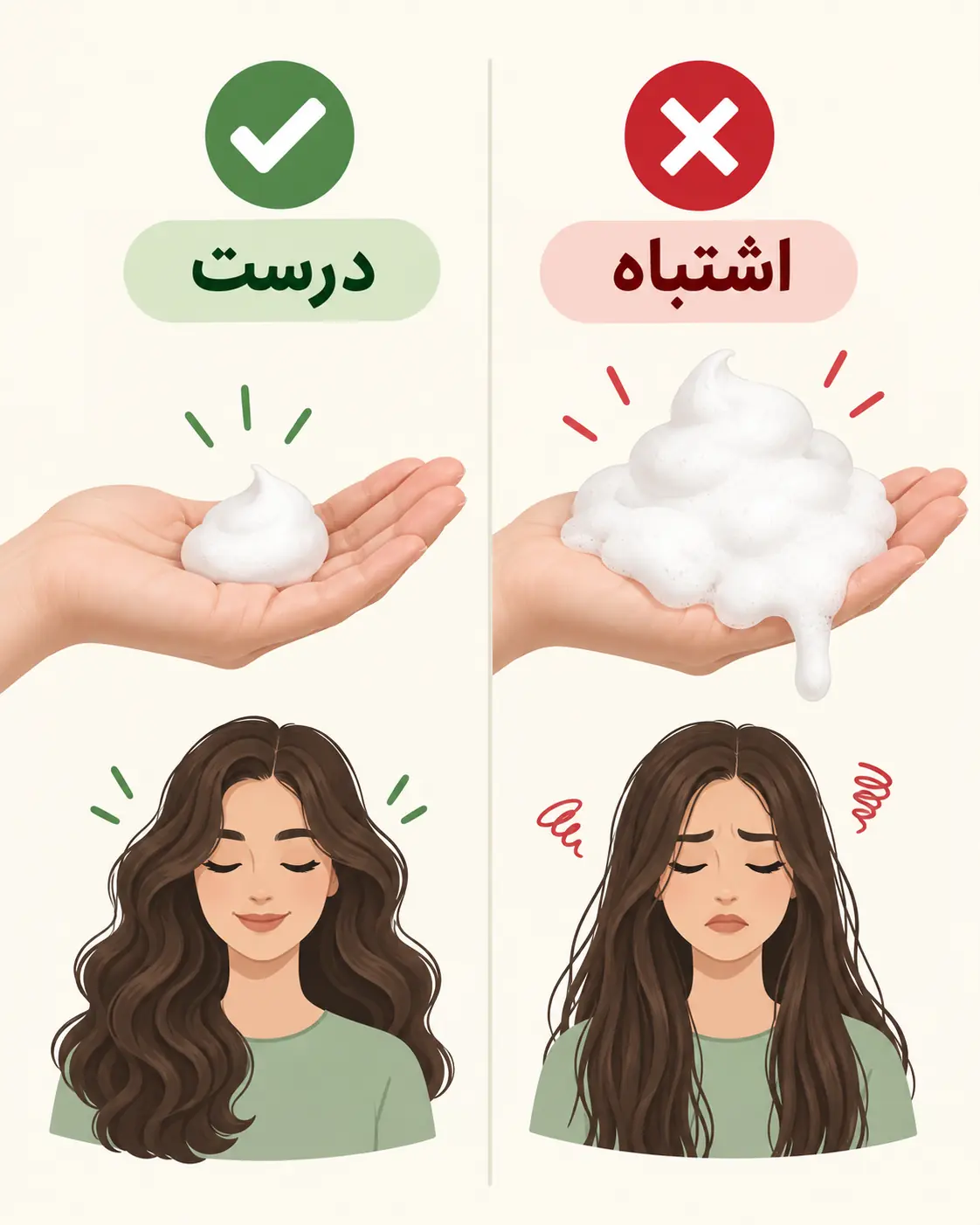 اشتباه و درست در استفاده از موس مو؛ مقدار زیاد موس در برابر مقدار مناسب