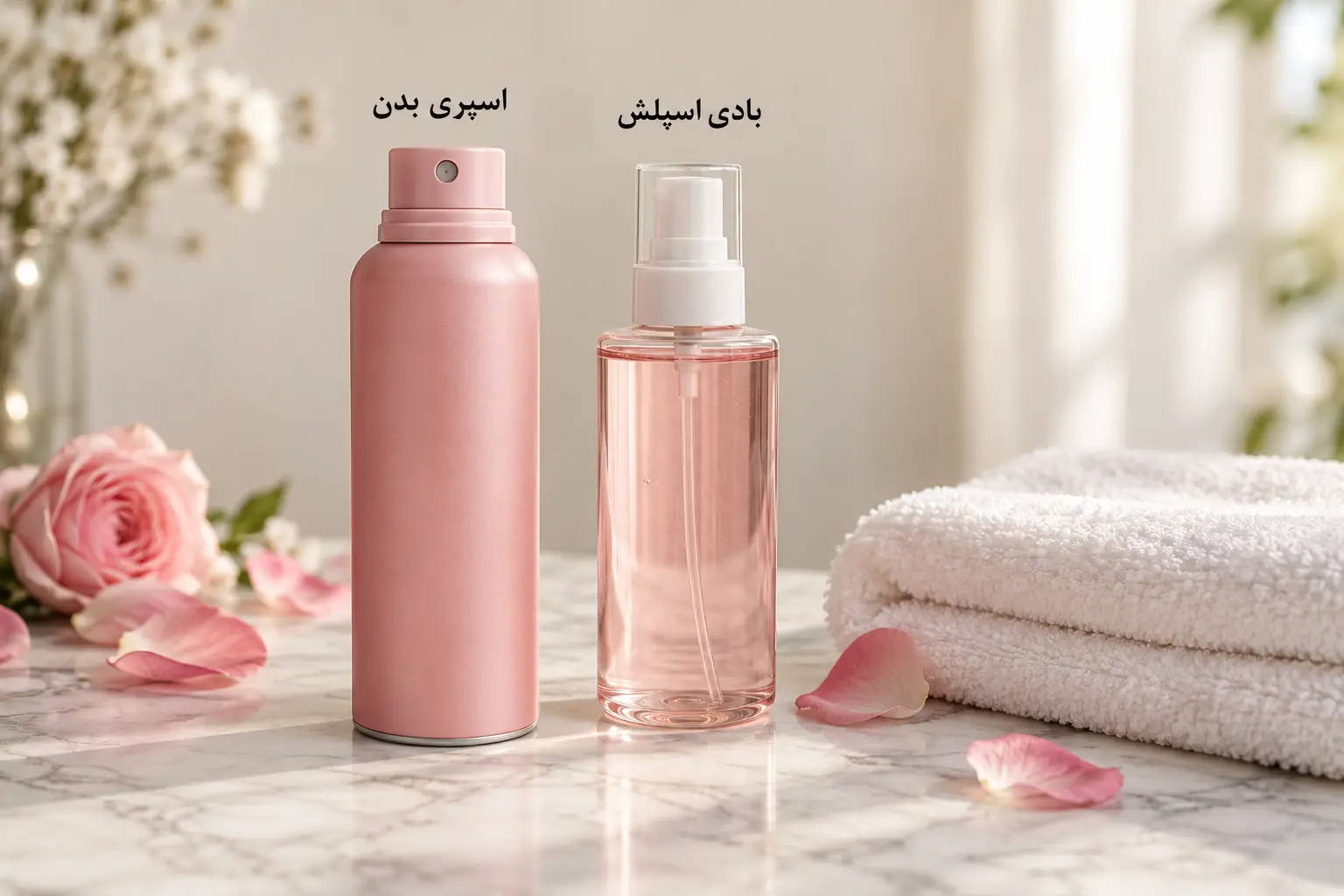 اسپری بدن و بادی اسپلش کنار هم برای مقایسه