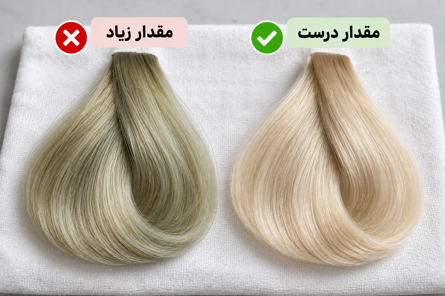 اشتباه رایج واریاسیون مو؛ ته‌رنگ سبز از مقدار زیاد در مقابل بلوند خنثی