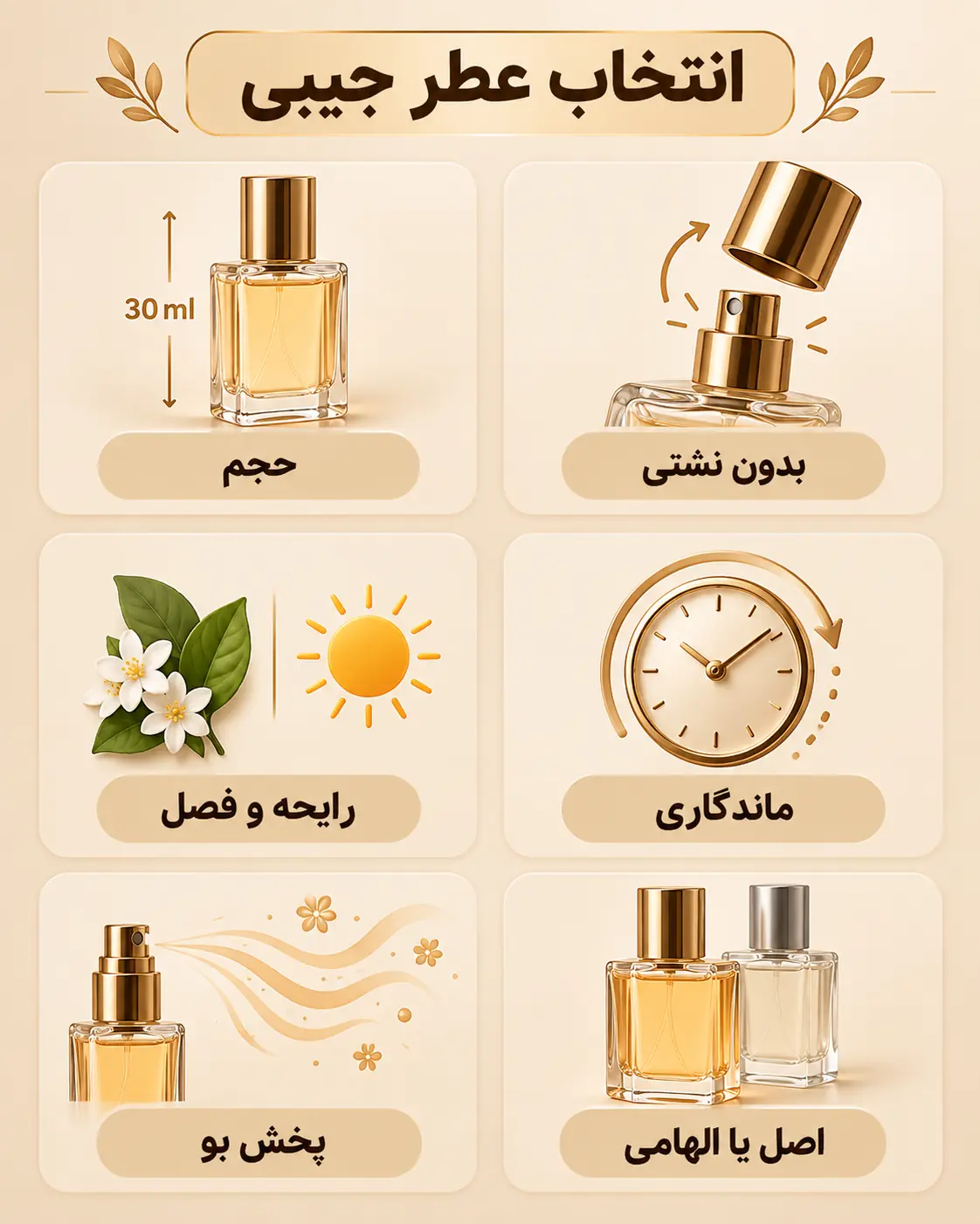 اینفوگرافیک معیارهای انتخاب عطر جیبی ماندگار