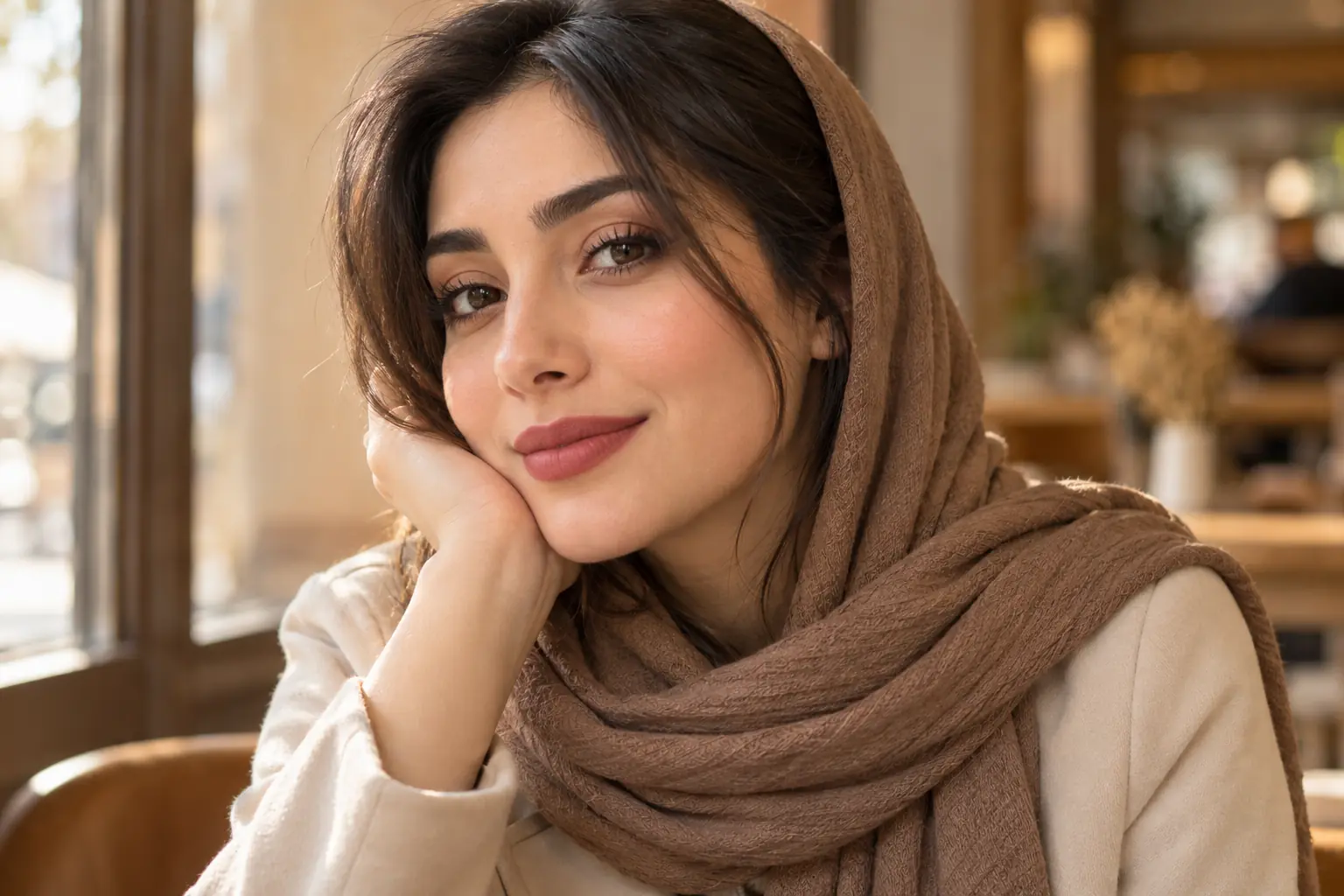 آرایش پاییزی روزانه با رژ لب مات رز خاکی و پوست طبیعی