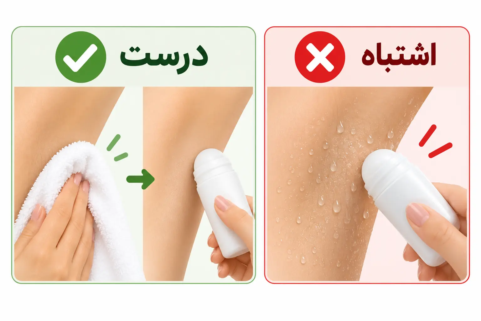 اشتباه و درست در کم کردن بوی عرق؛ زدن مام روی پوست خیس یا خشک