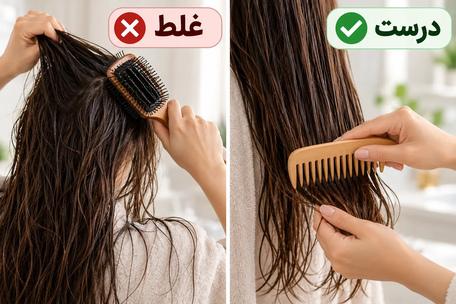 روش درست و غلط شانه کردن موی دارای موخوره