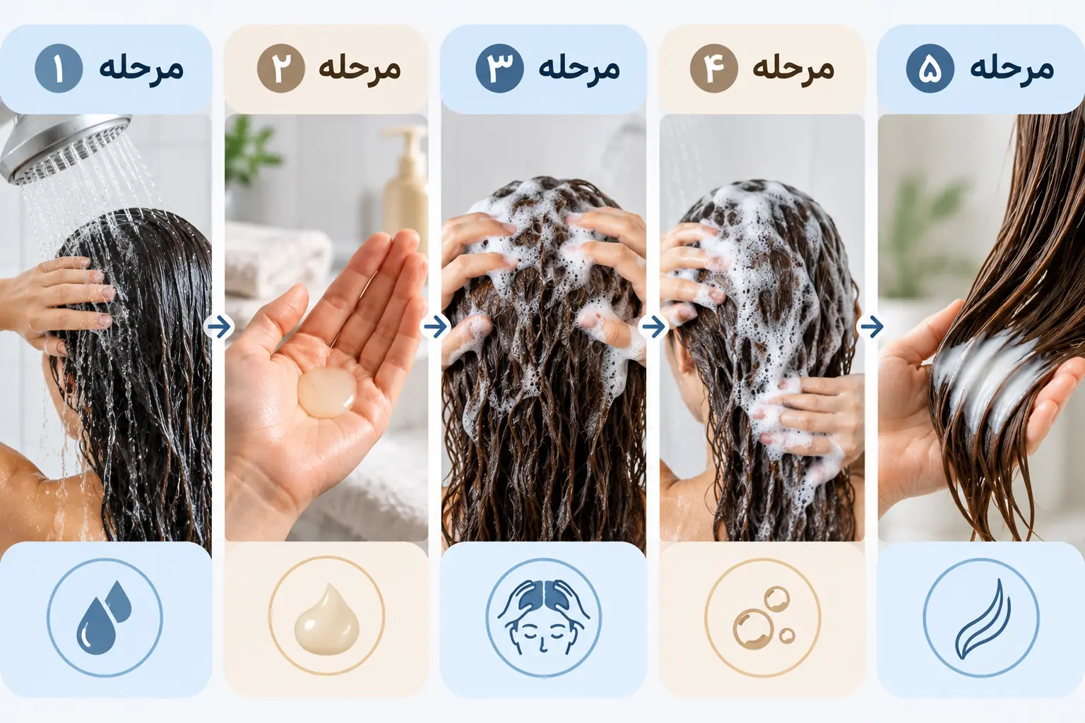 مراحل استفاده از شامپو بدون سولفات روی پوست سر